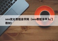 seo优化教程自学网（seo教程自学入门教材）